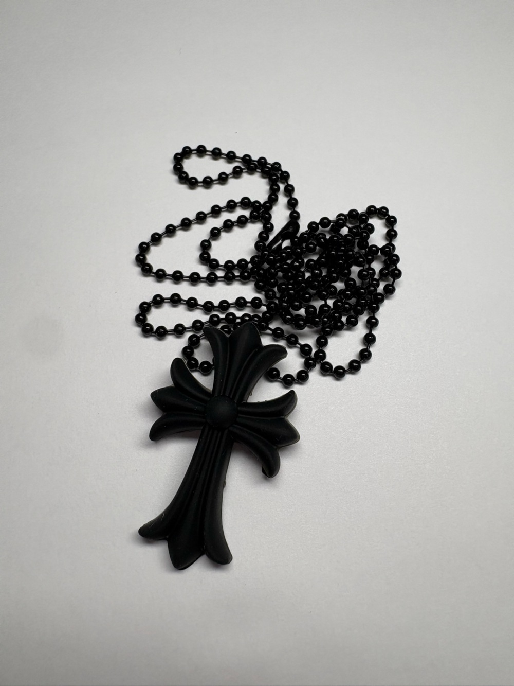 Black Cross Pendant Necklace for Men - Matte Black